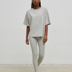 Legginsy z cienkiej prążkowanej dzianiny w kolorze GREY - HIPS LIGHT