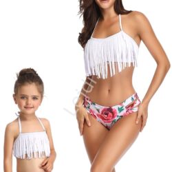 Bikini z frędzelkami w kwiaty, mama i córka
