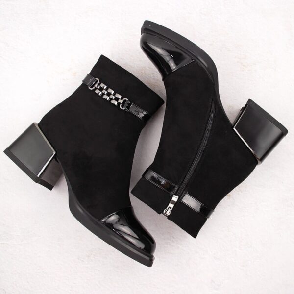 Botki damskie na ozdobnym obcasie czarne D&A S.Barski Premium Collection MR880-018
