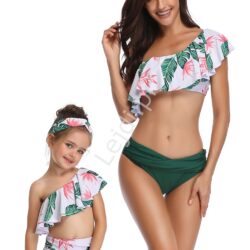 Bikini w liście dla mamy i córki na jedno ramię