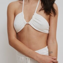 Wiązany top z bawełny w kolorze SOFT WHITE - LORETO-M