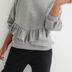 MINI bluza oversize z falbanką na dole w kolorze MEDIUM GREY MELANGE - ANGEL
