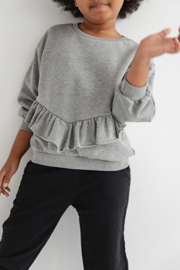 MINI bluza oversize z falbanką na dole w kolorze MEDIUM GREY MELANGE - ANGEL