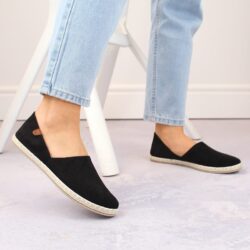 Espadryle damskie wsuwane z wycięciami czarne News 2416