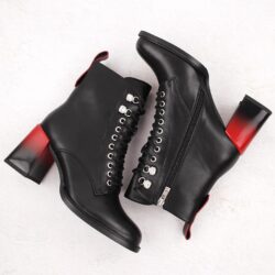 Botki damskie na ozdobnym obcasie czarne D&A S.Barski Premium Collection MR880-132