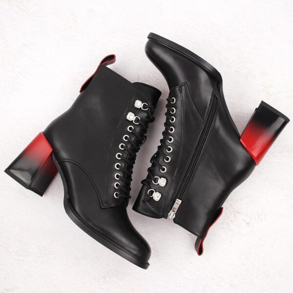Botki damskie na ozdobnym obcasie czarne D&A S.Barski Premium Collection MR880-132