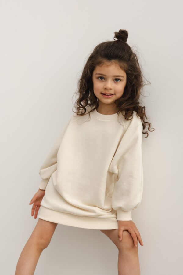 MINI sukienka/tunika z dzianiny w kolorze BRIGHT BEIGE -DEXTER
