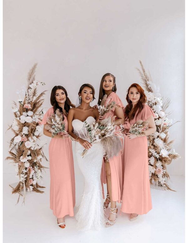 Elegancka sukienka maxi CAROLINE - pudrowy róż