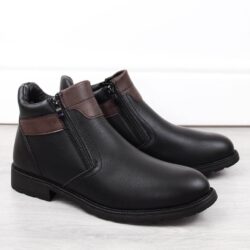 Trzewiki buty męskie na suwaki ocieplane czarne Man's Style WS-001