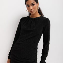 Dopasowana sukienka z marszczeniami w kolorze SHINY BLACK - ALIZEE