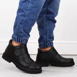 Trzewiki buty męskie na rzep ocieplane czarne Man's Style WS-004