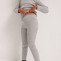 MINI legginsy z prążkowanej dzianiny w kolorze LIGHT GREY - HIPS