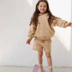 MINI spodenki dresowe z kieszonkami w kolorze BISCUIT BEIGE - BERNES