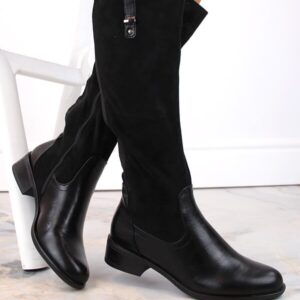 Kozaki damskie oficerki ocieplane czarne Jezzi ASA198-22