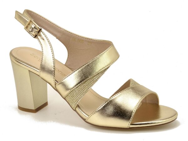 Złote sandały damskie na obcasie Sergio Leone SK866