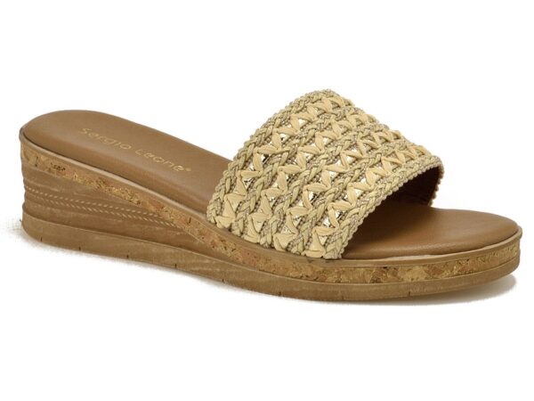 Beżowe klapki damskie na koturnie Sergio Leone KL192