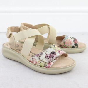 Sandały damskie komfortowe na rzepy beżowe Jezzi 24142