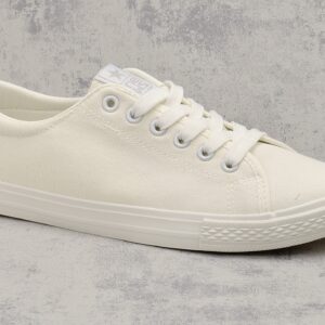 Białe tekstylne trampki damskie NEWS 22SP02-1700