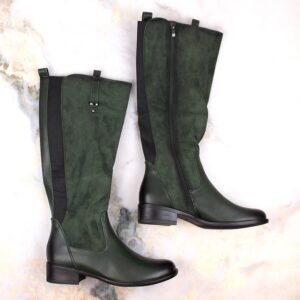 Kozaki damskie oficerki ocieplane zielone Jezzi ASA198-22