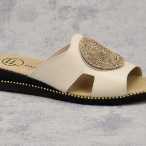 Beżowe klapki damskie na koturnie Filippo DK7041