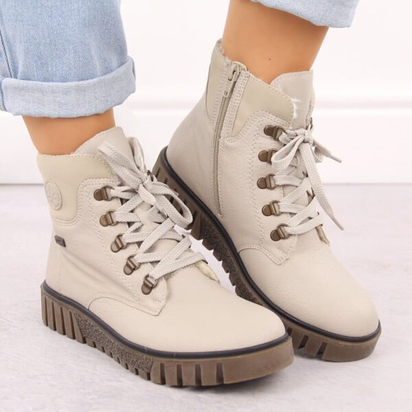 Wodoodporne trapery damskie botki beżowe Rieker Y3433-60