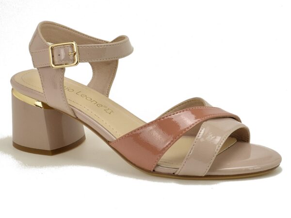 1731ab7c93cbc55d96f9240ab8ecb8830c6f4541 Różowe lakierowane sandały damskie na obcasie Sergio Leone SK886