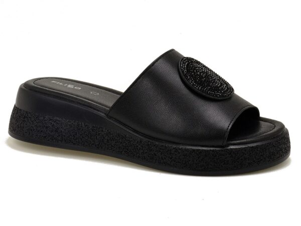 Czarne klapki damskie na platformie Filippo DK6987