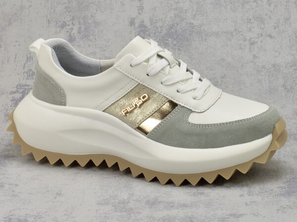 Biało szare skórzane sneakersy damskie Filippo DP6773