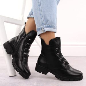 Botki damskie workery ocieplane czarne M.Daszyński MR23123