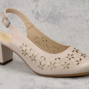 Szare czółenka damskie na słupku z odkrytą piętą Sergio Leone SK179