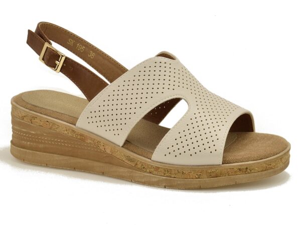 Beżowe sandały damskie na koturnie Sergio Leone SK195