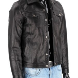 KTM951 - Czarna katana skórzana męska ze skóry PREMIUM DORJAN