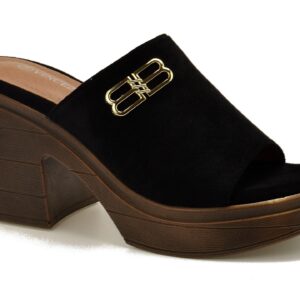 Czarne klapki damskie na klocku Vinceza 17400