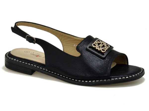 Czarne płaskie sandały damskie S.Barski KV51-082