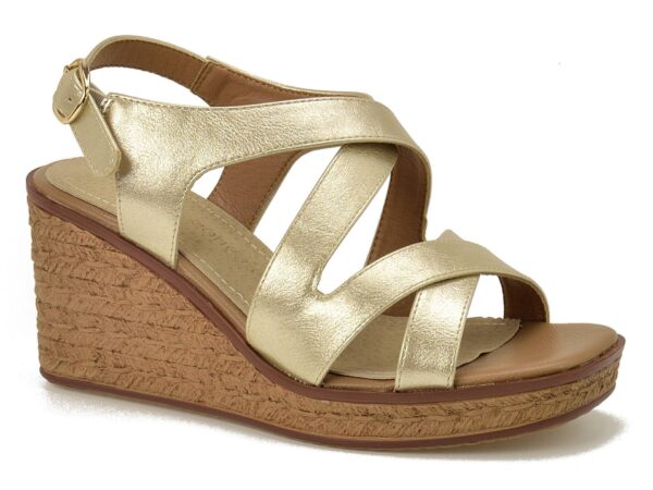 Złote sandały damskie na koturnie Sergio Leone SK223