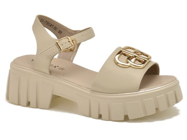 Beżowe skórzane sandały damskie Vinceza 79541