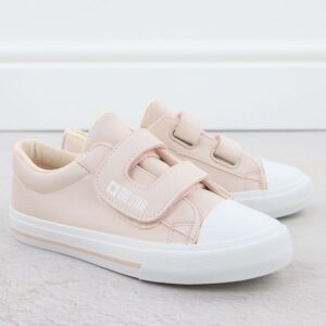 Trampki dziecięce ze skóry ekologicznej na rzep różowe Big Star LL374072