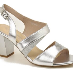 Srebrne sandały damskie na obcasie Sergio Leone SK866