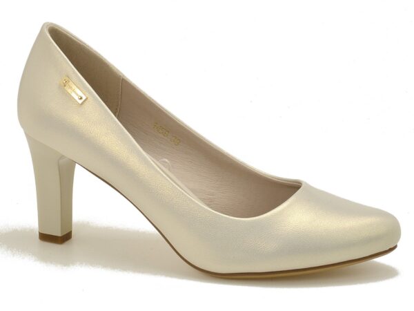 Perłowe czółenka damskie na słupku Sergio Leone 1459