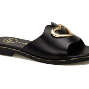 Czarne klapki damskie na płaskim obcasie Filippo DK6909