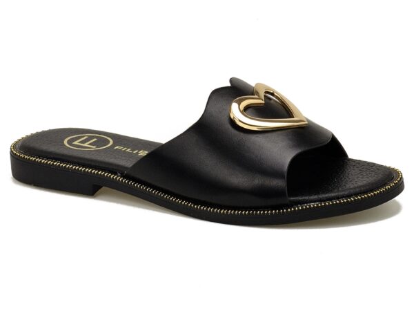 Czarne klapki damskie na płaskim obcasie Filippo DK6909