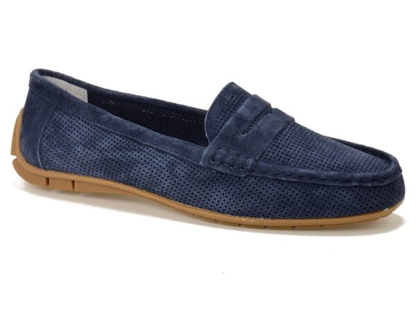 Granatowe ażurowe skórzane mokasyny damskie Goodin WN-4703