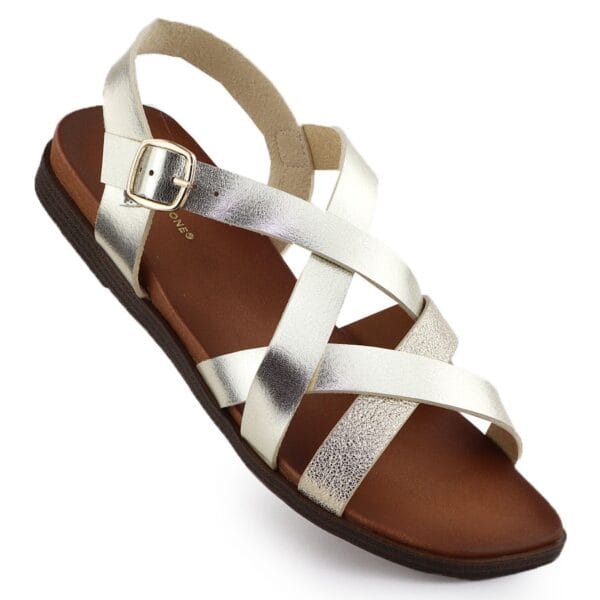 Sandały damskie płaskie rzymianki złote Sergio Leone SK088H