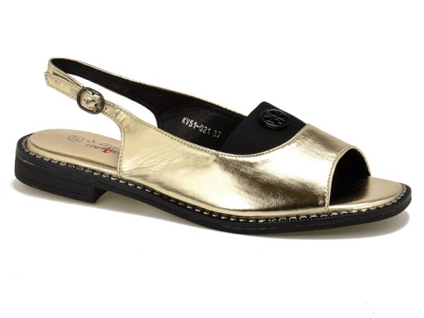 Złote płaskie sandały damskie S.Barski KV51-021