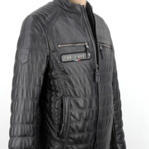 OUT184 - L - Pikowana kurtka męska ze skóry naturalnej ocieplana DORJAN Outlet