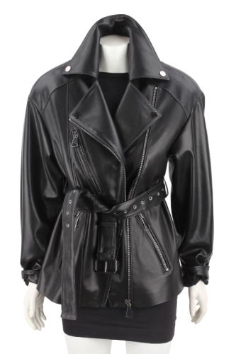 IRA450 - Damska ramoneska oversize z czarnej skóry naturalnej DORJAN