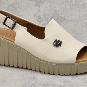 Beżowe skórzane sandały damskie Vinceza 66759