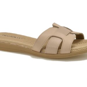 Beżowe klapki damskie na płaskim obcasie PICCADILLY 513007-3