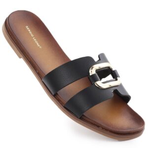 Klapki damskie z ozdoba czarne Sergio Leone SK077H