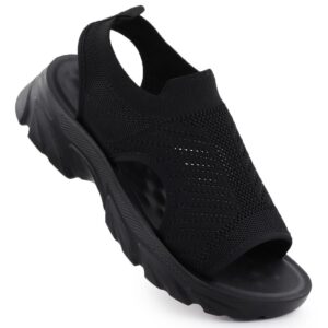 Sandały damskie zabudowane czarne Potocki TO90302